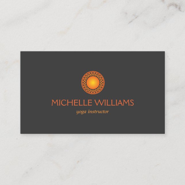 MODERN ORANGE SUN LOGO on DARK GRAY Business Card (Front)