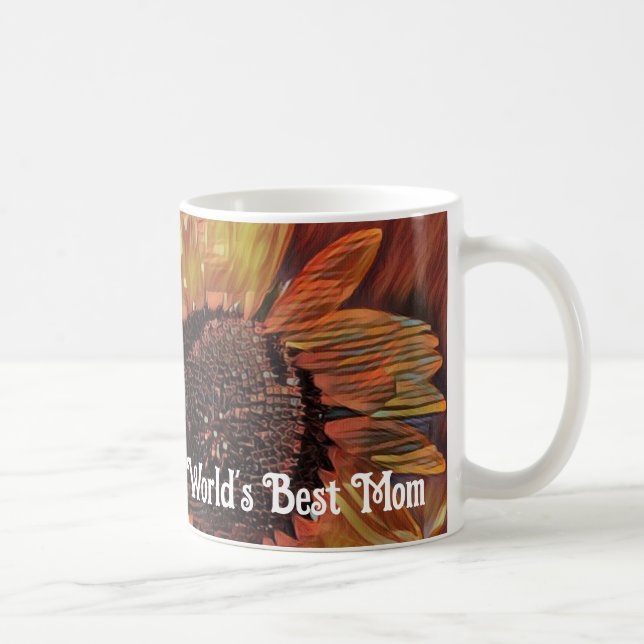 Modern Orange Sunflower Art Mother's Day Photo  Coffee Mug (Right)
