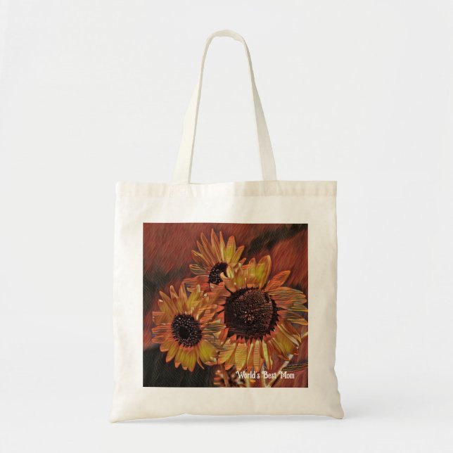 Modern Orange Sunflower Art Mother's Day  Tote Bag (Front)