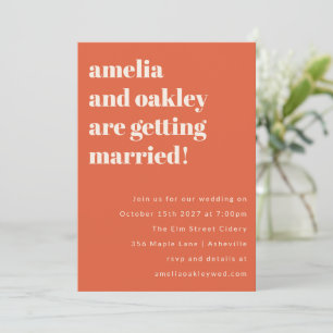 Modern Orange Sunset Typography Wedding Website Invitation