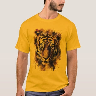 Modern Orange Tiger Face T-Shirt