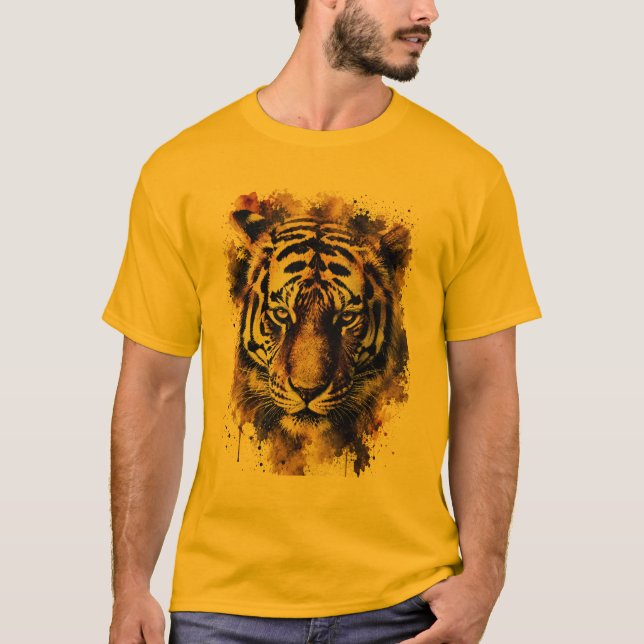 Modern Orange Tiger Face T-Shirt (Front)