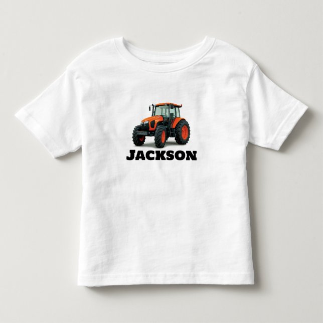 Modern Orange Tractor Toddler T-Shirt (Front)