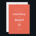 Modern Orange Trendy Photo Save the Date<br><div class="desc">Modern Orange Trendy Photo Save the Date features modern type pairings in bold,  modern colours,  along with a full photo on the back.</div>