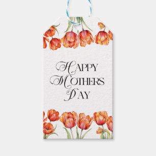 Modern Orange Tulips Floral Happy Mothers Day  Gift Tags