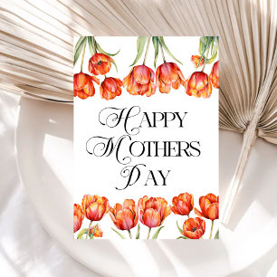 Modern Orange Tulips Floral Happy Mothers Day Invitation