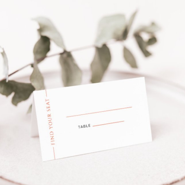 Modern Orange Typography Folded Wedding Place Card (Creator Uploaded)