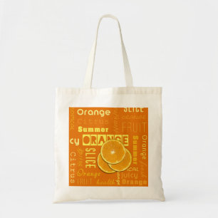 Modern Orange Typography Fruit Slice Tote Bag