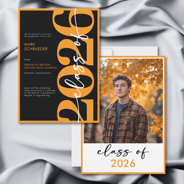 Modern Orange Typography Graduation Announcement (Modern Orange Typography Graduation Announcement)