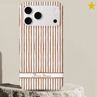 Modern Orange Watercolor Stripes Custom Name