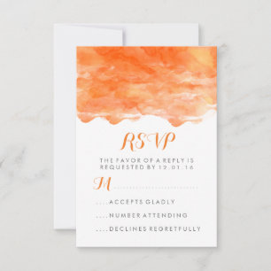Modern Orange Watercolor   Wedding RSVP Card