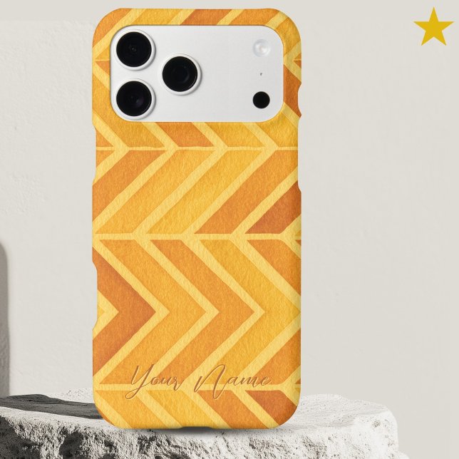 Modern Orange Watercolor Zig Zag Custom Name  (Creator Uploaded)
