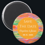 Modern Orange Wedding Save The Date Magnet<br><div class="desc">Vibrant,  adorable,  rustic hand painted marbled pattern,  in trendy bright colours. Trendy red,  green and orange,  modern art Wedding Save the Date invitation.</div>