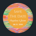 Modern Orange Wedding Save The Date Magnet<br><div class="desc">Vibrant,  adorable,  rustic hand painted marbled pattern,  in trendy bright colours. Trendy red,  green and orange,  modern art Wedding Save the Date invitation.</div>