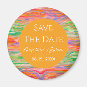 Modern Orange Wedding Save The Date Magnet