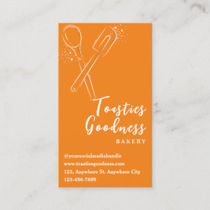 Modern Orange White Baking Utensil Business Card