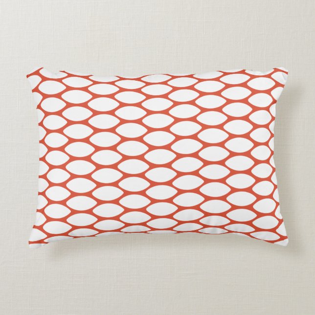Modern Orange White Pattern Accent Pillow (Front)