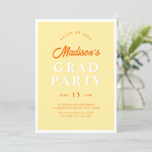 Modern Orange & Yellow Edgy Graduation Party Photo Invitation