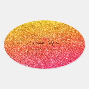 Modern Orange Yellow Ocean Product Labels Glitter