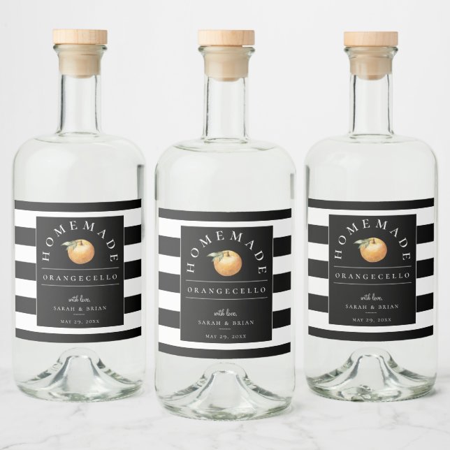 Modern Orangecello Black Stripe Beverage Label (Bottles)