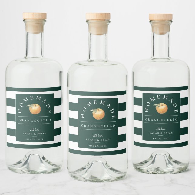Modern Orangecello Green Stripe Beverage Label (Bottles)