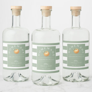 Modern Orangecello Sage Stripe Beverage Label