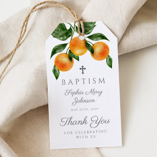 Modern Oranges Baptism Gift Tags