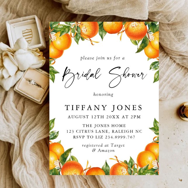 Modern Oranges Lemon Citrus Bridal Shower Invitation (Creator Uploaded)