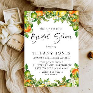Modern Oranges Lemon Citrus Bridal Shower Invitation