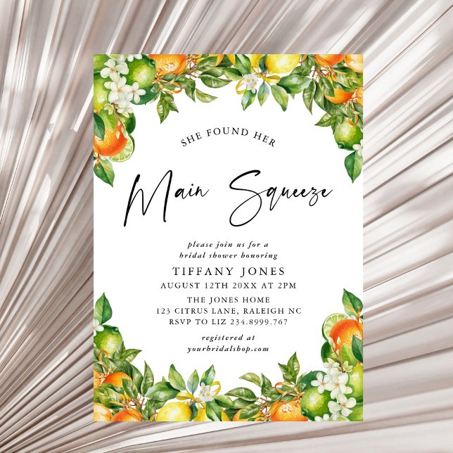 Modern Oranges Lemon Citrus Bridal Shower Invitation (Creator Uploaded)