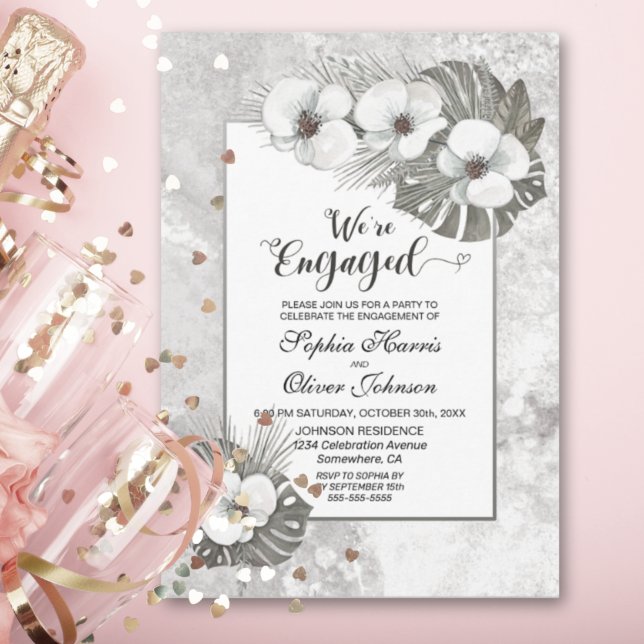 Modern Orchid Engagement Party Invitation (Creator Uploaded)