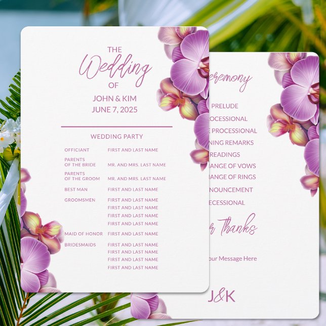 Modern Orchid Full Wedding Program Invitation (Creator Uploaded)