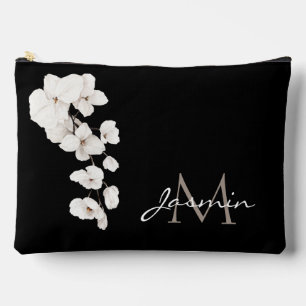 Modern Orchid Monogram Black and White Accessory Pouch