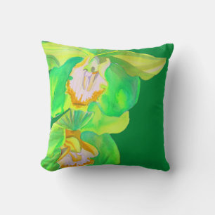 Modern orchid pop art flower on green cushion