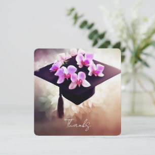 Modern Orchids Graduation Thank You Card