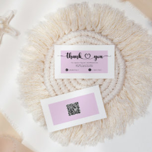 modern order blush qrcode business thank you card