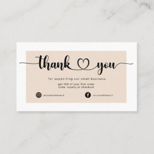 modern order cream business thank you card