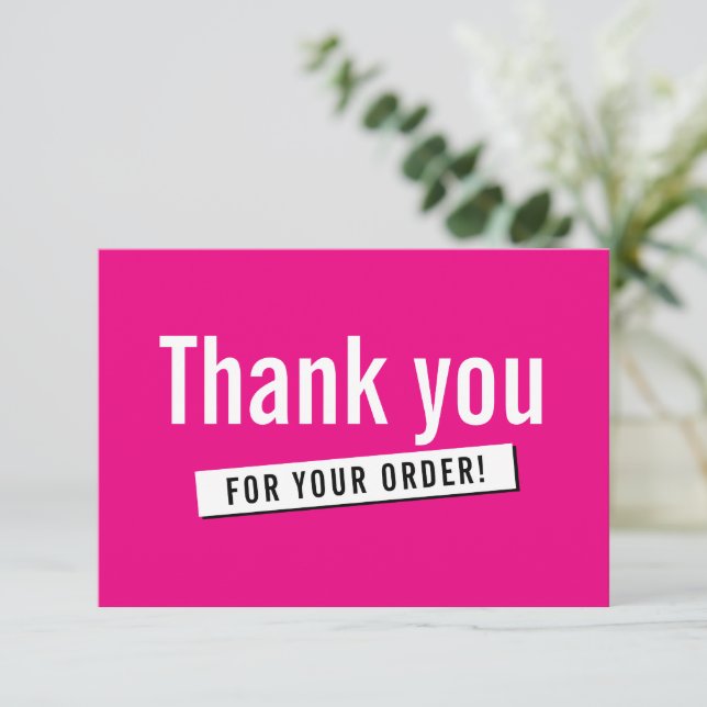 MODERN ORDER INSERT business thank you hot pink (Standing Front)