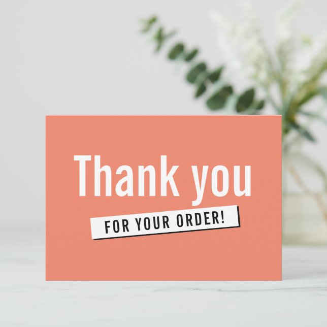 MODERN ORDER INSERT business thank you orange Card (Standing Front)