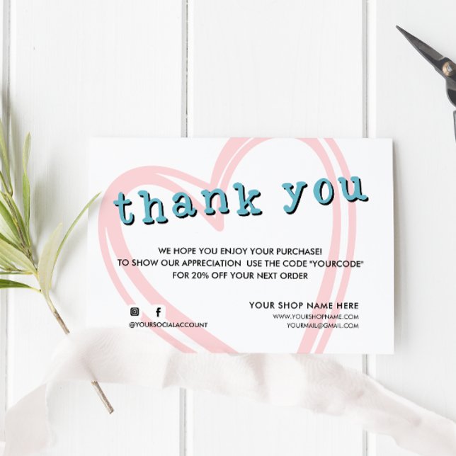 Modern ORDER INSERT trendy thank you Pink Blue (Creator Uploaded)