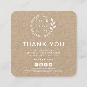 Modern Order Thank You Custom Logo Social Media Square Business Card