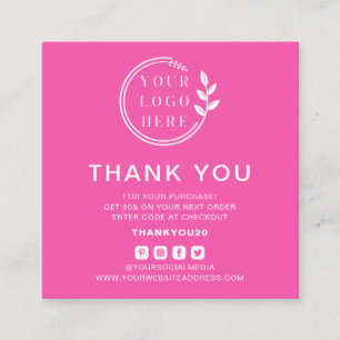 Modern Order Thank You Custom Logo Social Media Square Business Card