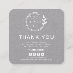 Modern Order Thank You Custom Logo Social Media Square Business Card