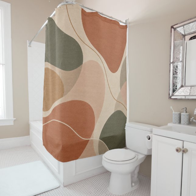 Modern Organic Abstract Pattern Shower Curtain (In Situ)