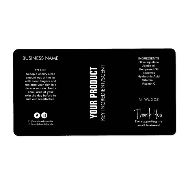 Modern Organic Black Body Butter Jar Labels (Front)