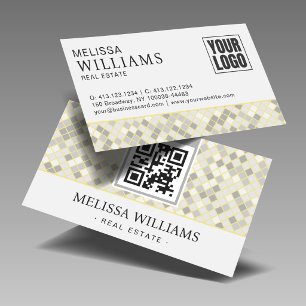 Modern Organic Botanical QR Code Business Card