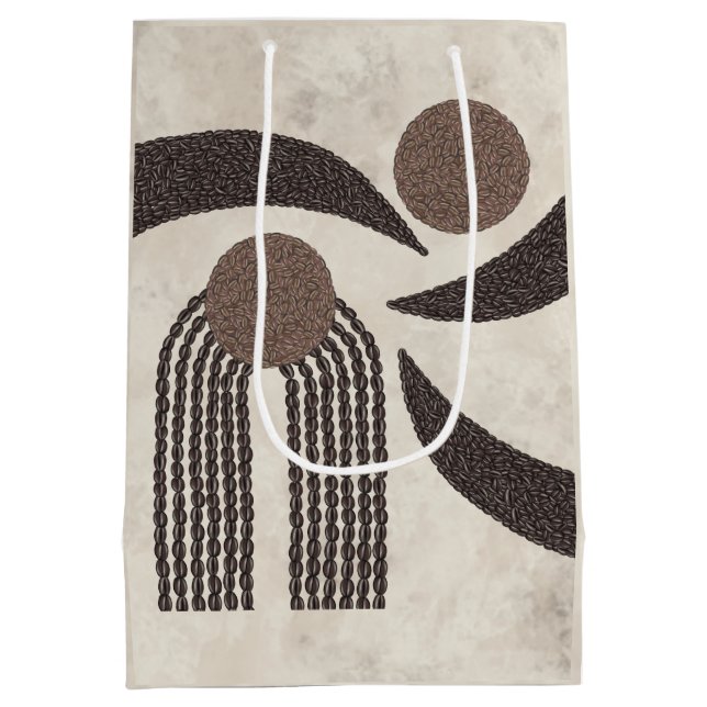 Modern Organic-Coffee Beans-Geometric-Neutral Medium Gift Bag (Back)