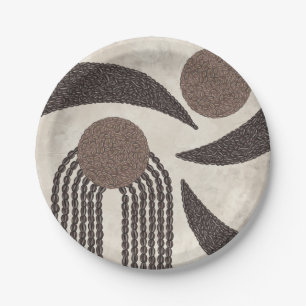 Modern Organic-Coffee Beans-Geometric-Neutral Paper Plate