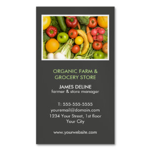 Modern Organic Farm Grocery Store Magnetic Business Card