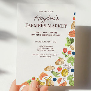 Modern Organic Farmers Market Birthday Invitation
